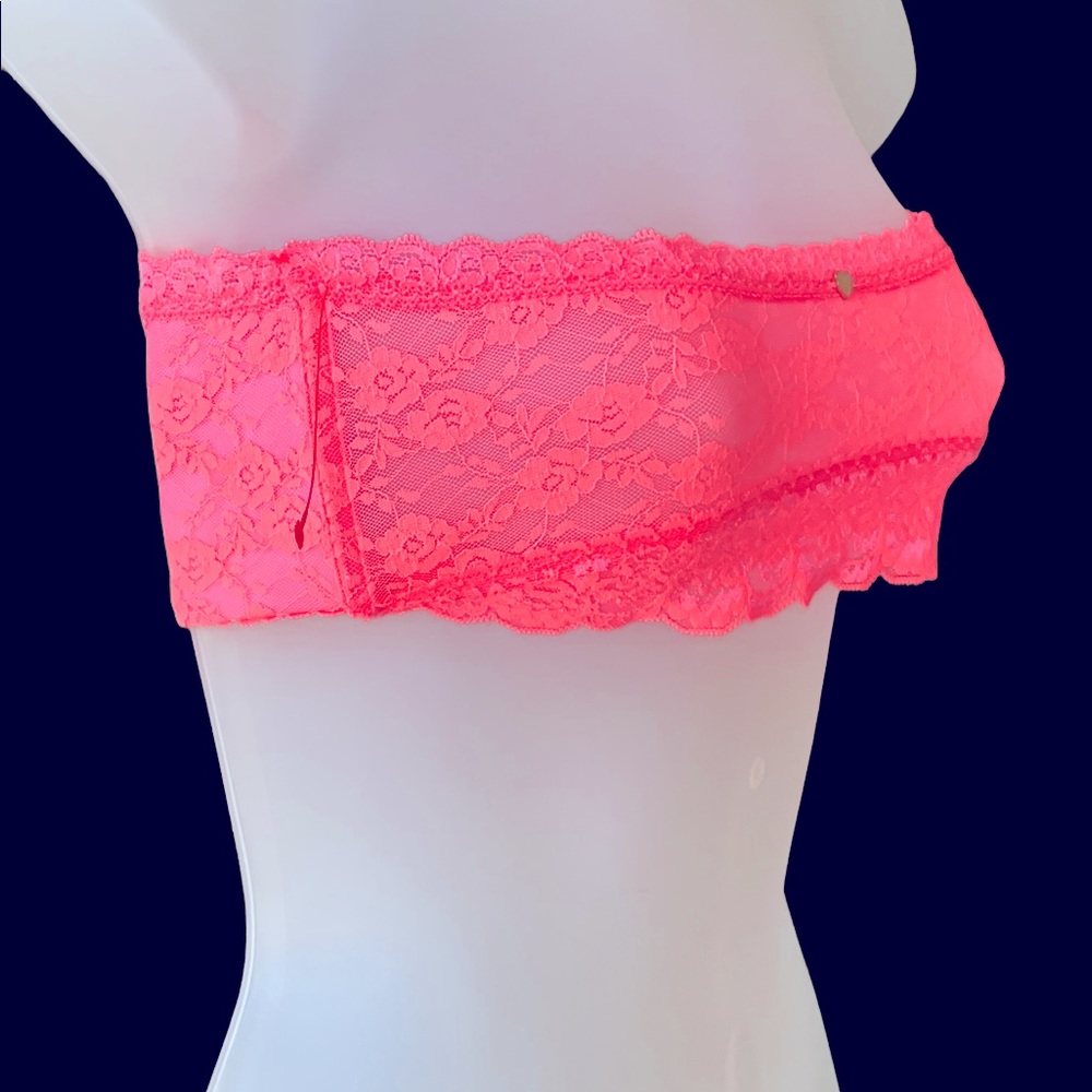 PINK Victoria’s Secret Lace Bandeau Coral Color Lined M/M